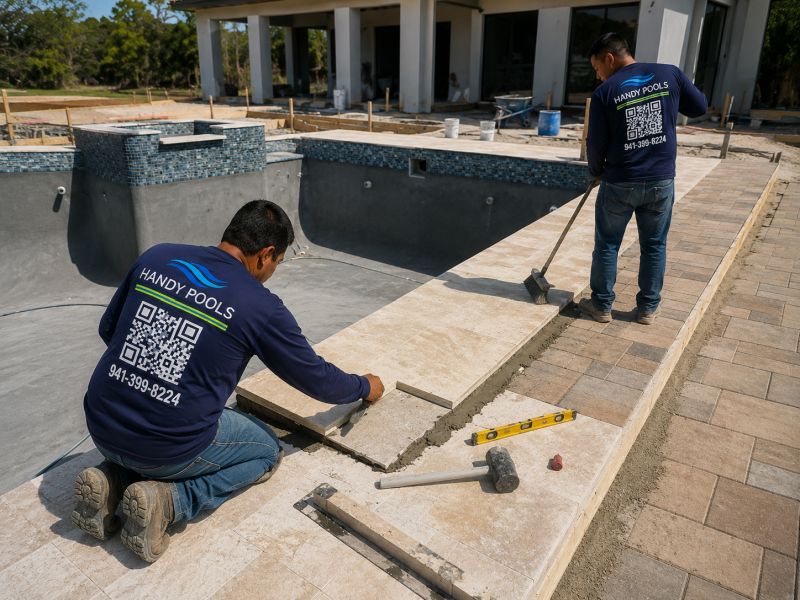 HANDY POOLS LLC - POOL DECK / COPING / TILE / PAVERS / POOL PREPARATION